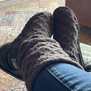 UGG Women's Lattice Cardy Black Boots Size 6